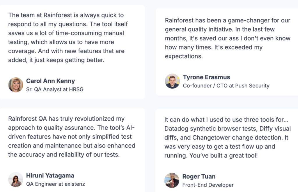Rainforest QA review: Quick to respond, game-changer, revolutionary, great tool