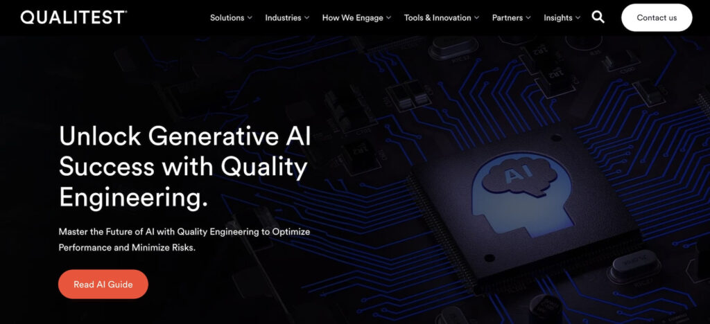 Qualitest homepage: Unlock Generative AI Success with Quality Engineering
